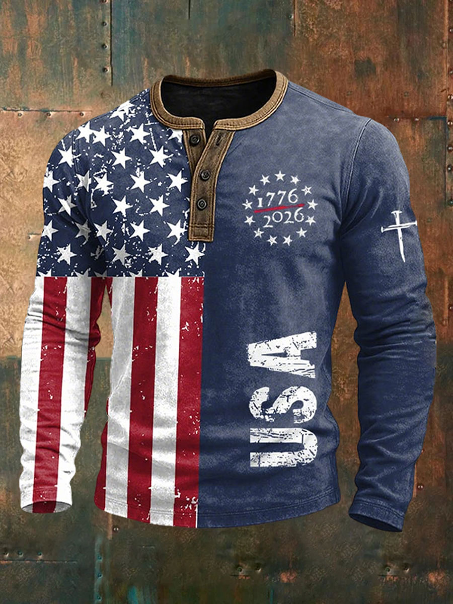Men's  1776-2026 Printed Casual T-Shirt