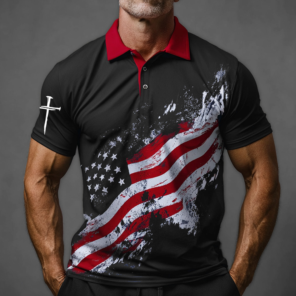 Men's America 250th Anniversary Faith Art Print Polo Shirt