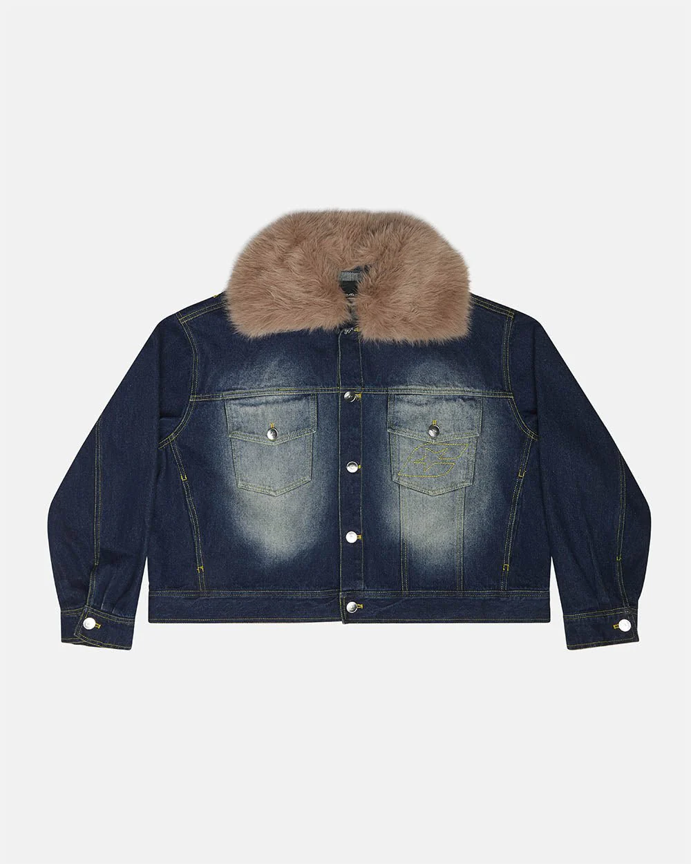 SOFT FUR DENIM JACKET RAW DENIM
