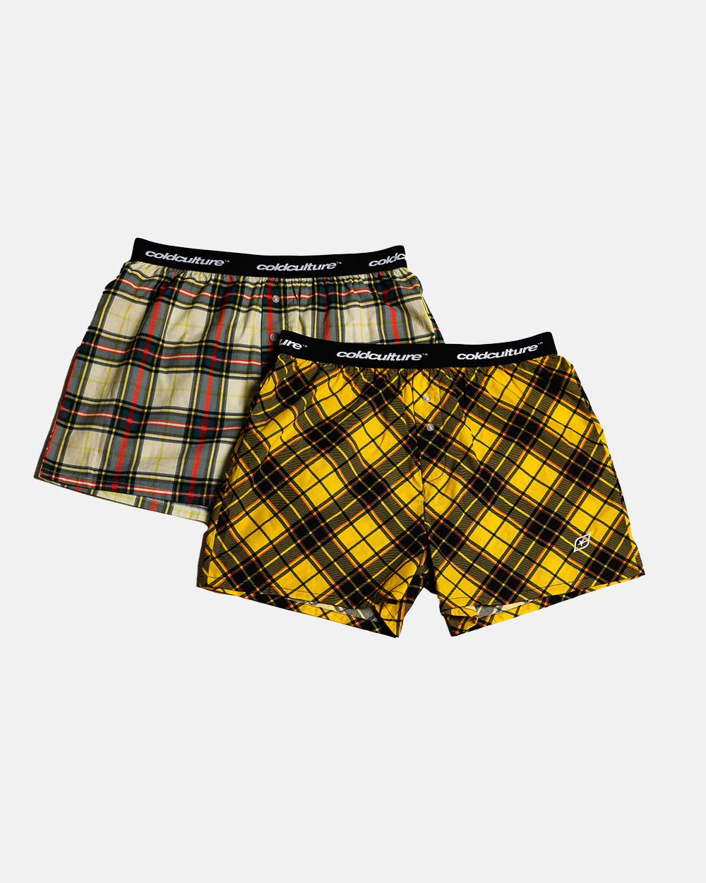 BOXERS SQUARES PACK YELLOW/CREAM TARTAN