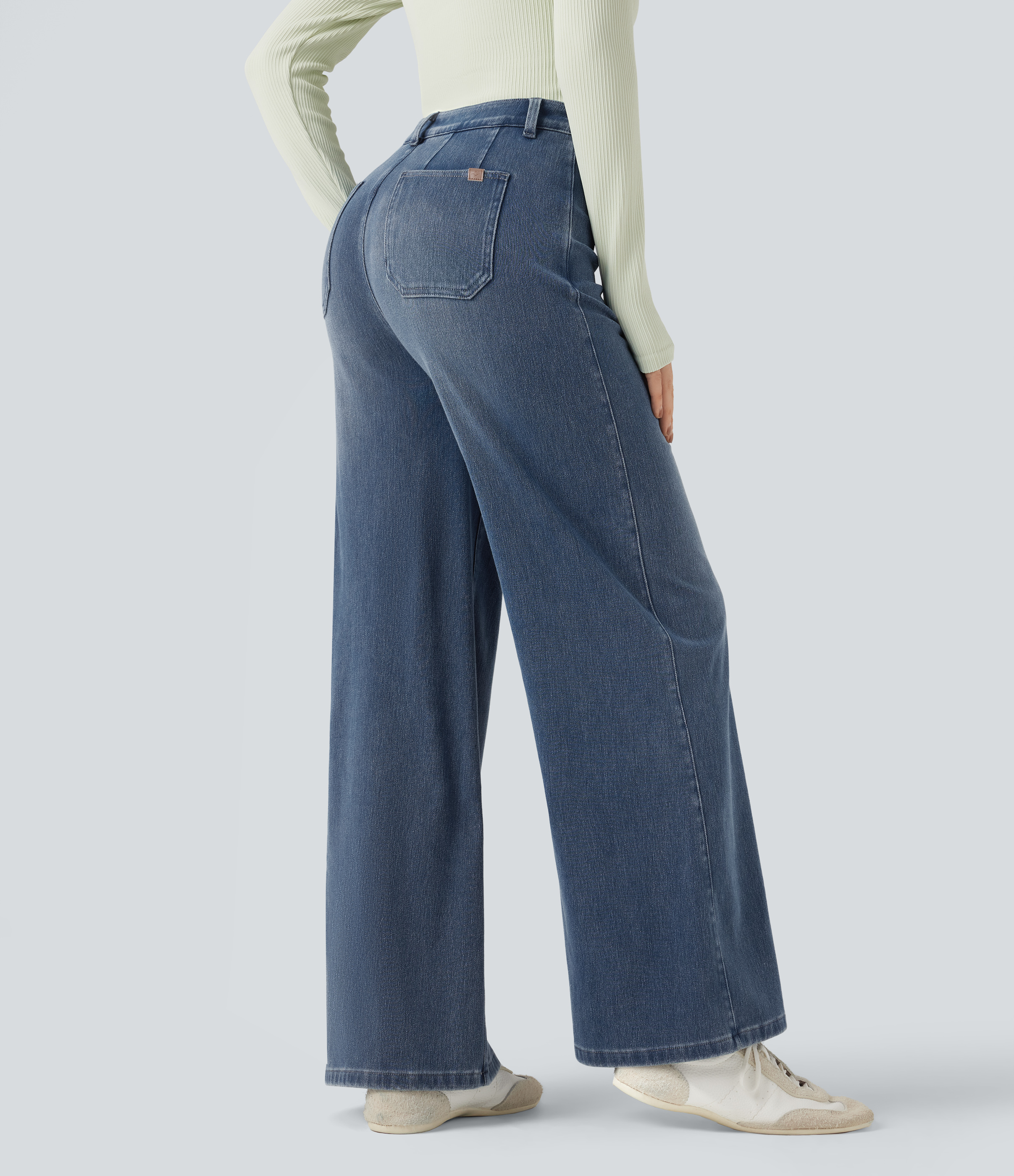Halara Flex™ High Waisted Tummy Control Wide Leg Casual Jeans with Pockets
