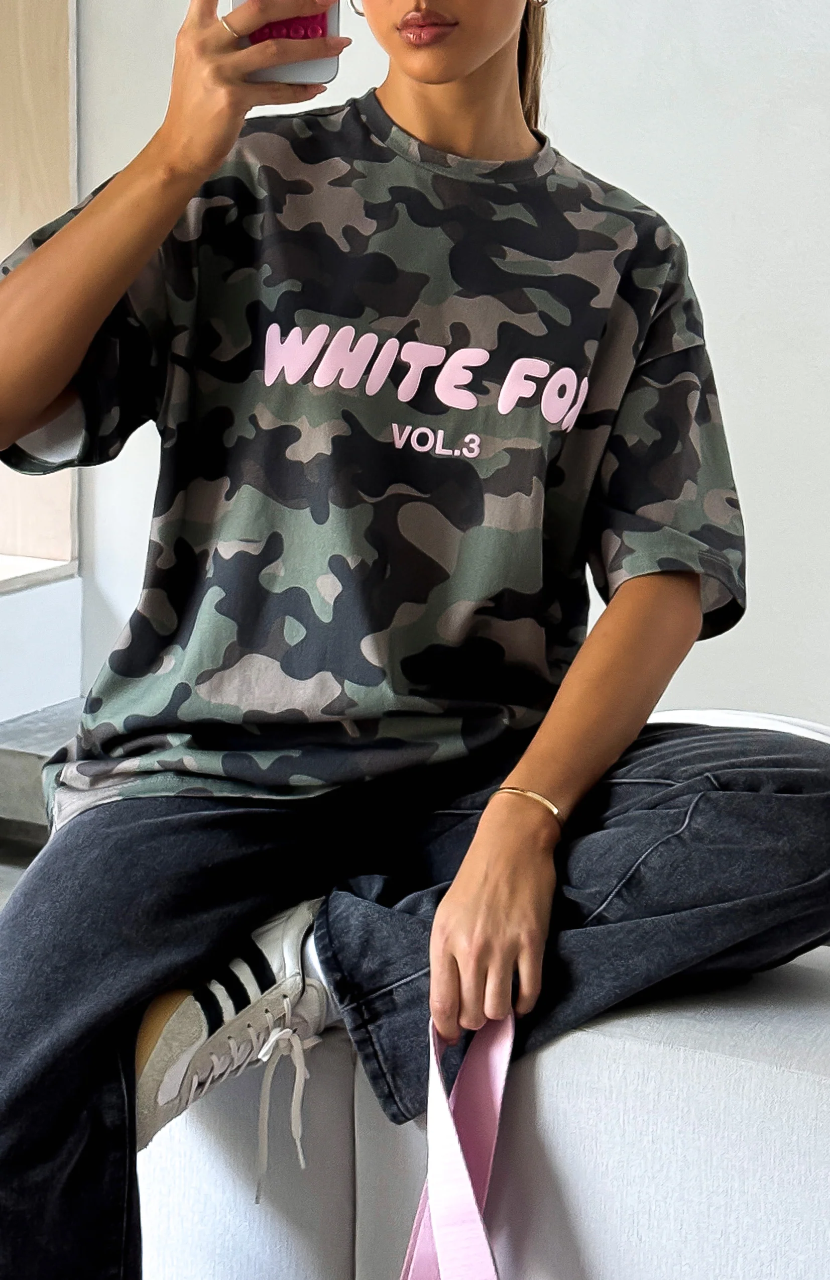 Offstage Printed Oversized Tee Washed Camo