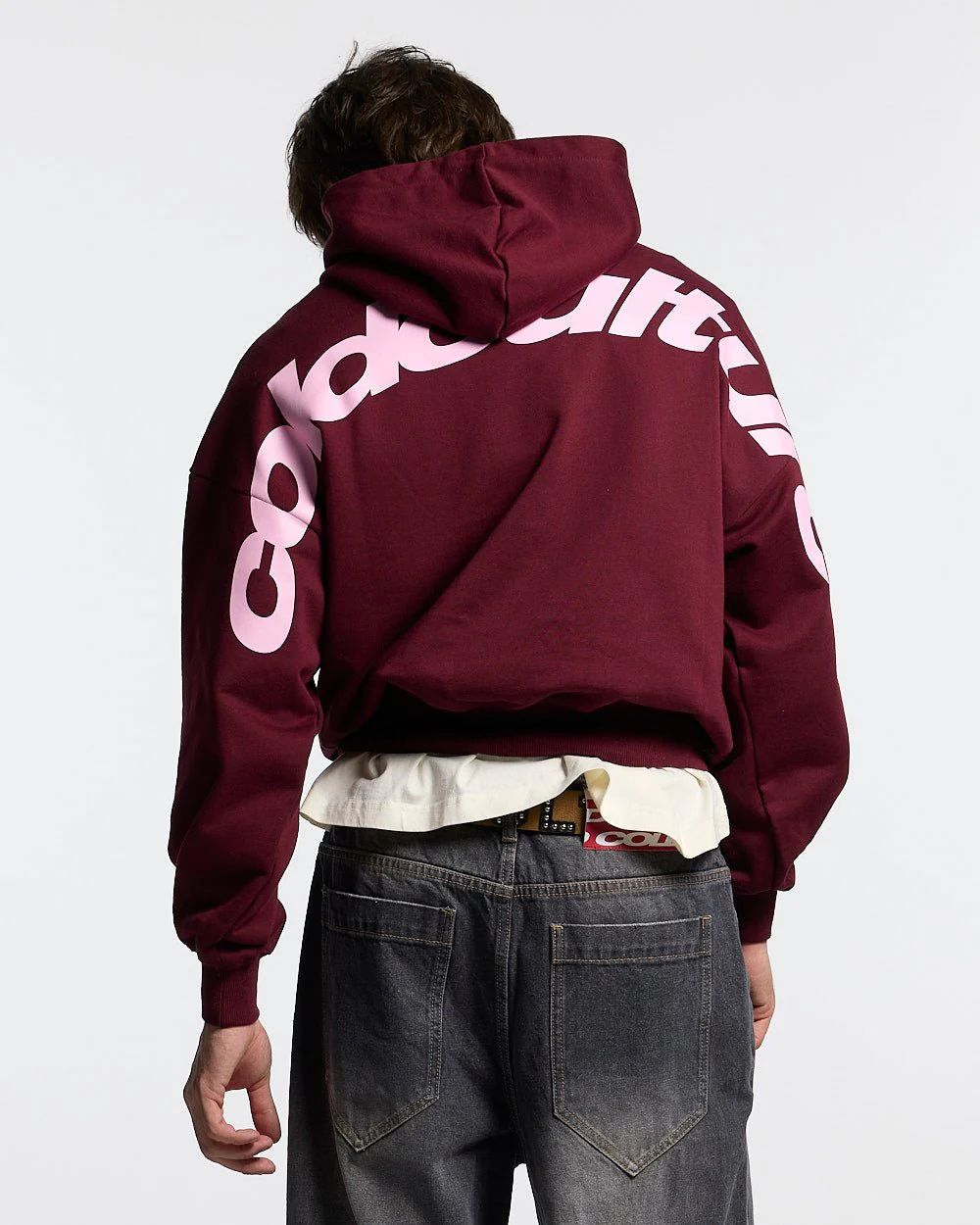 CURVED HOODIE WINE RED