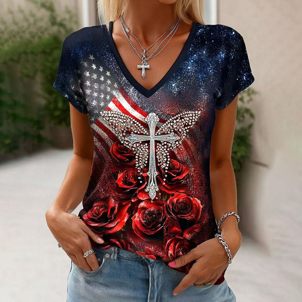 Women's Vintage Faith American Founding 250th Anniversary Short-Sleeved T-Shirt