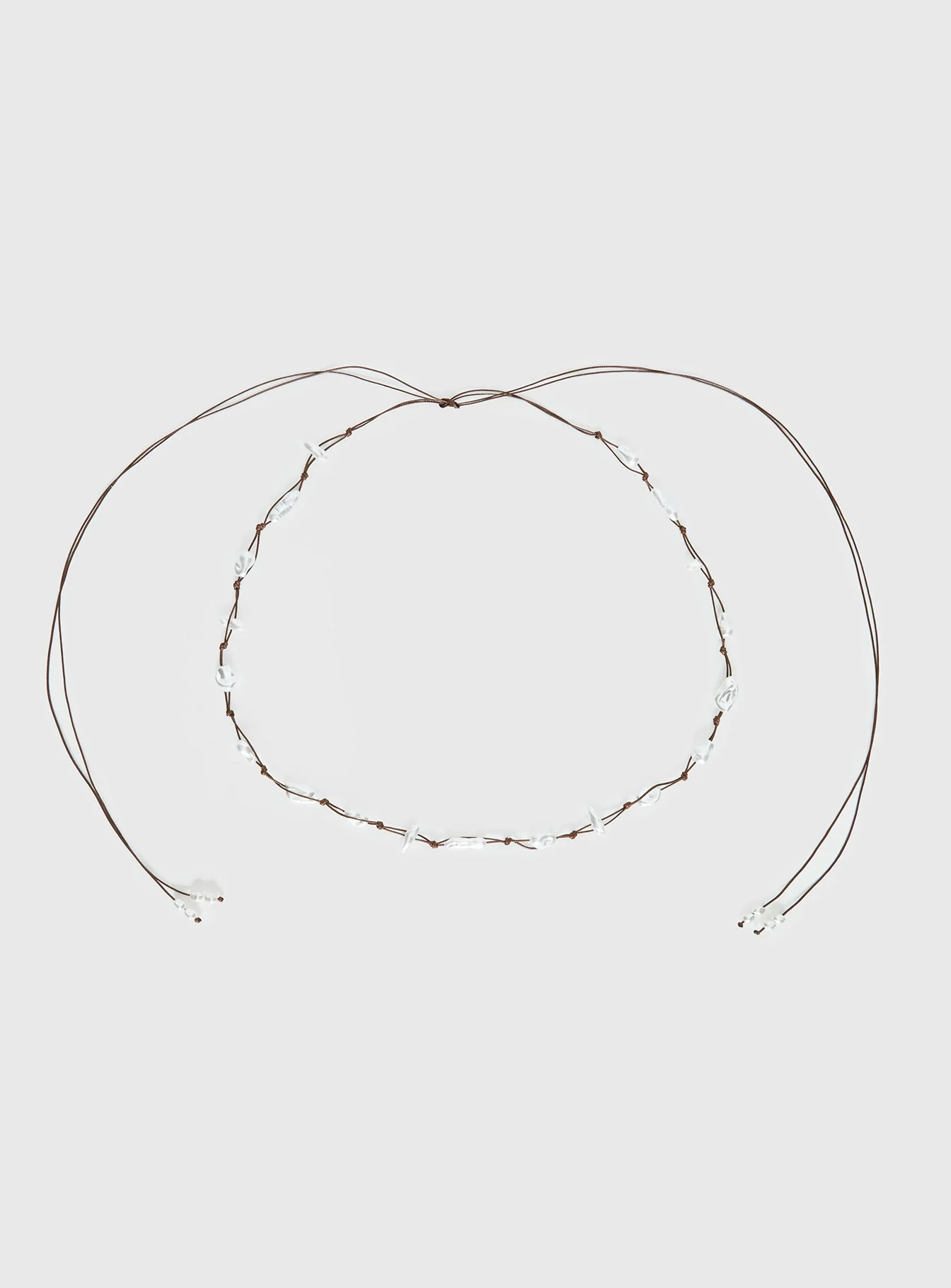 Delle Pearl Detail Wrap Belt Brown