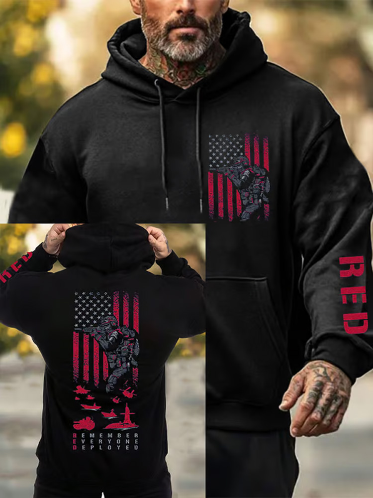 Men's  Red Veterans Day Casual Hoodie