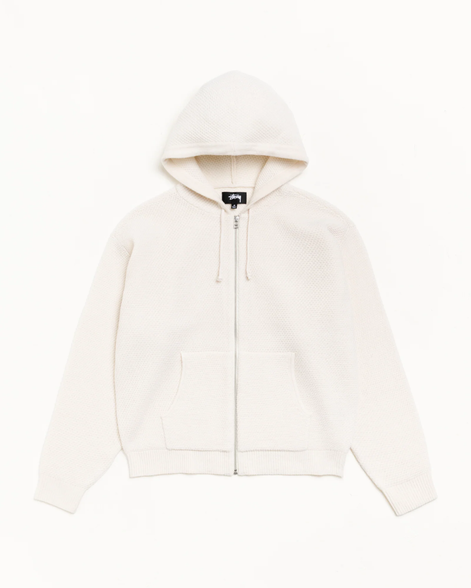 TEXTURED ZIP HOODED SWEATER