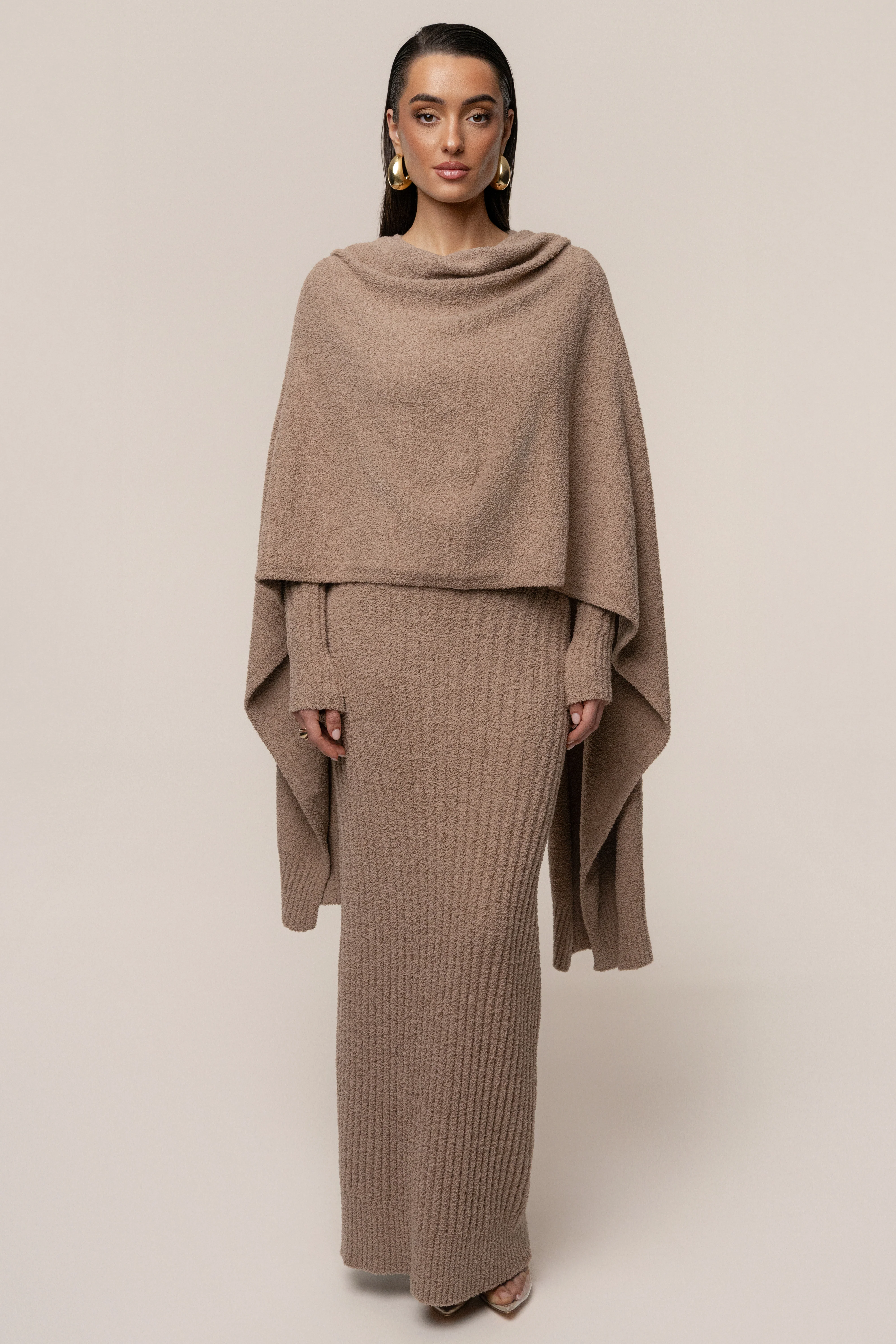 Taupe First Class Ribbed Maxi Dress