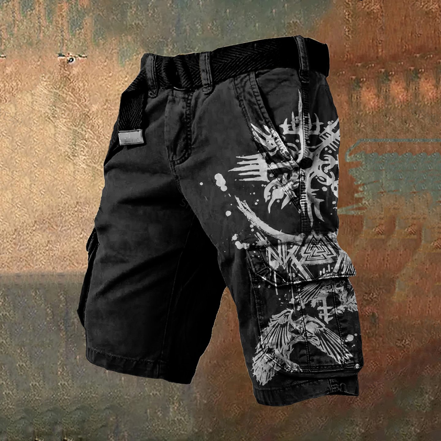 Men'S Viking Ethnic Birds Graphic Vintage Cargo Shorts
