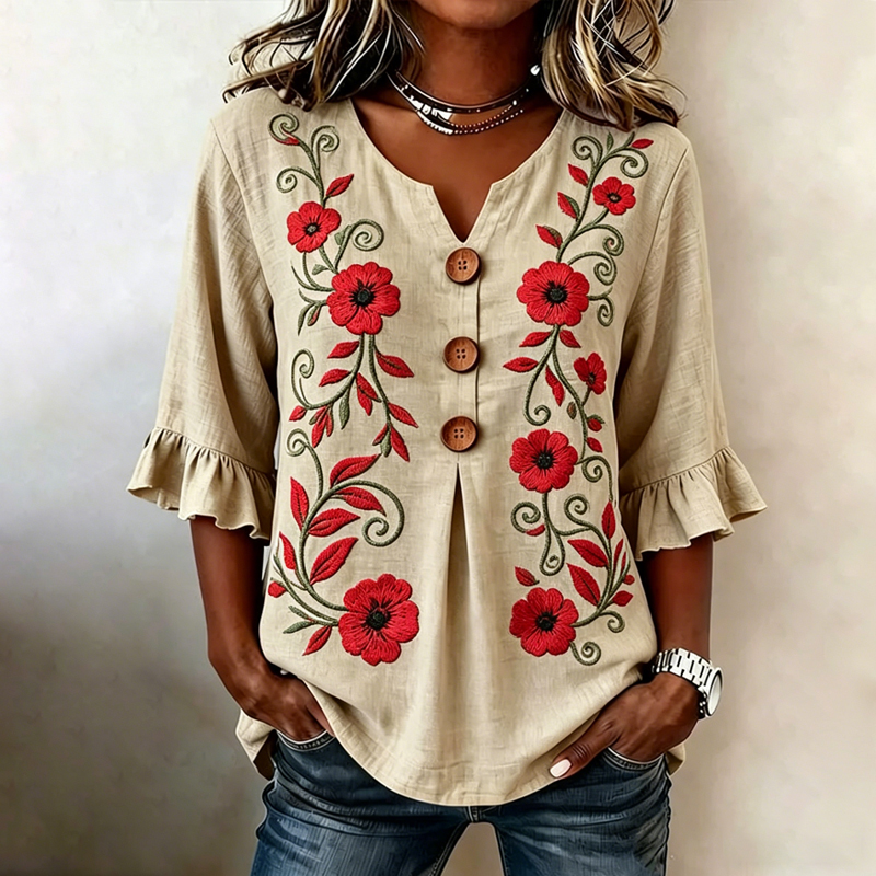 Women's Memorial Day Poppy Art Casual Shirt