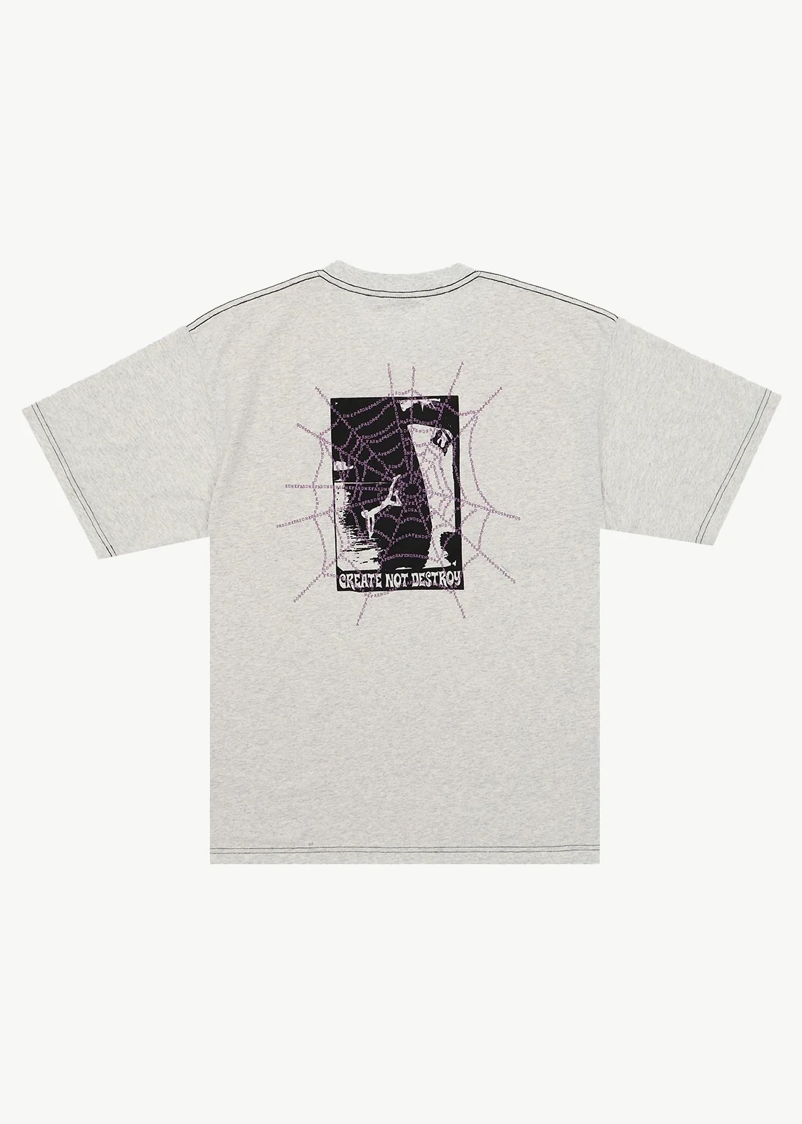 AFENDS Mens Tangled - Boxy Tee - Grey Marle