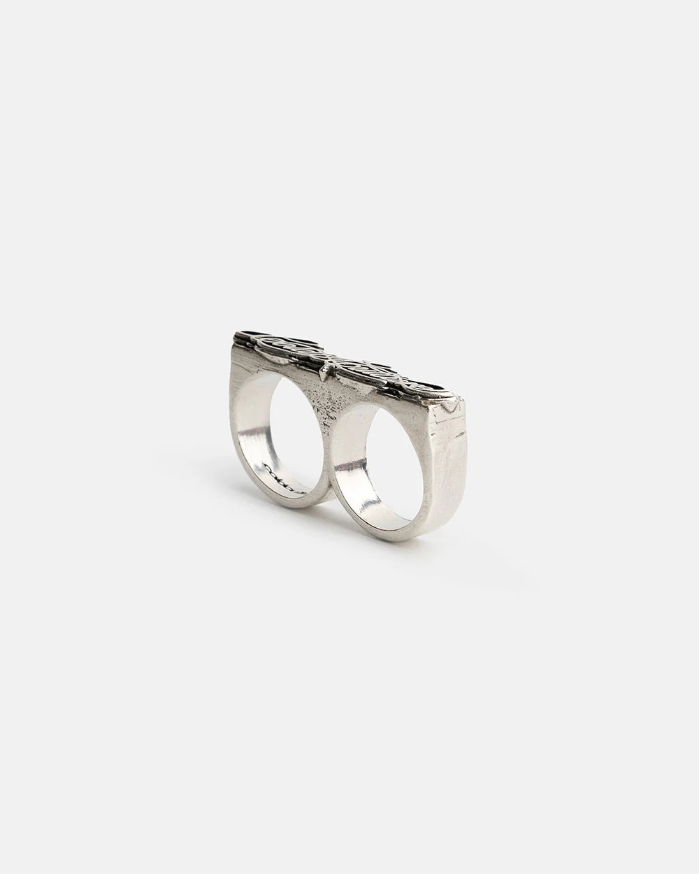 SCRIPT DOUBLE RING SILVER