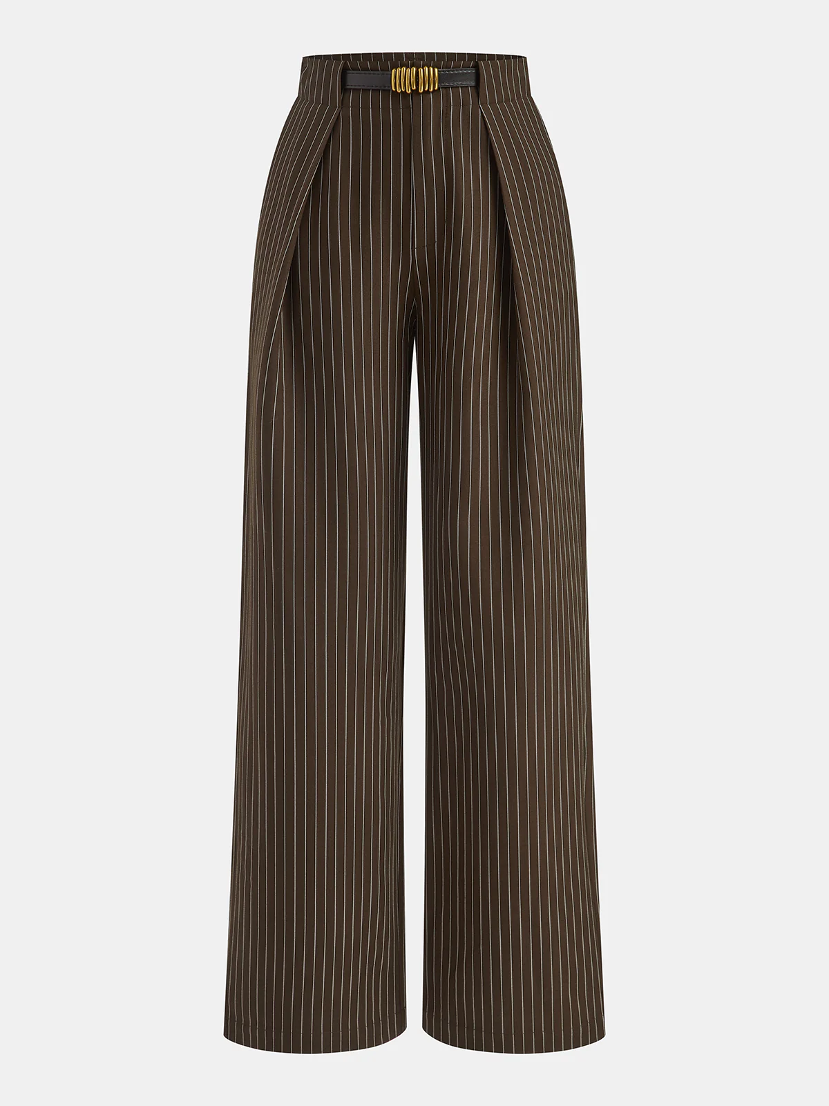 Belted Striped Smart Pants