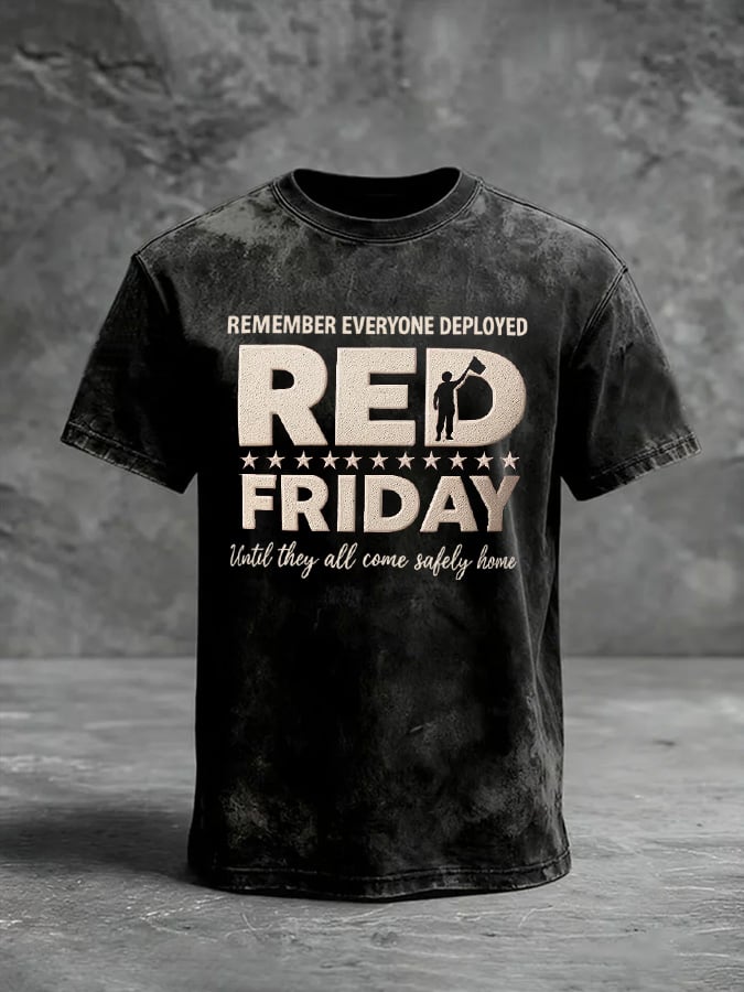 Men's Casual Veteran Red Pride Print T-Shirt