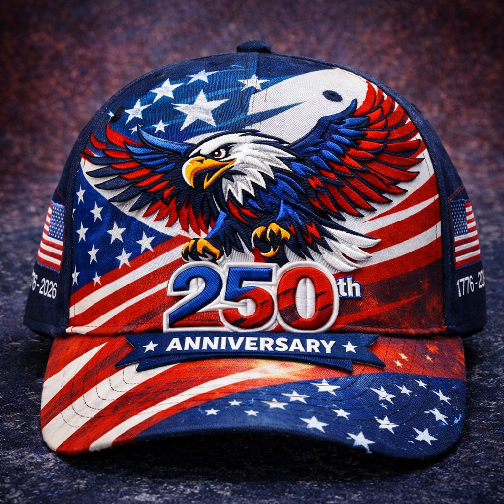 USA 250th Anniversary Embroidered Eagle Patriotic Baseball Cap (1776–2026)