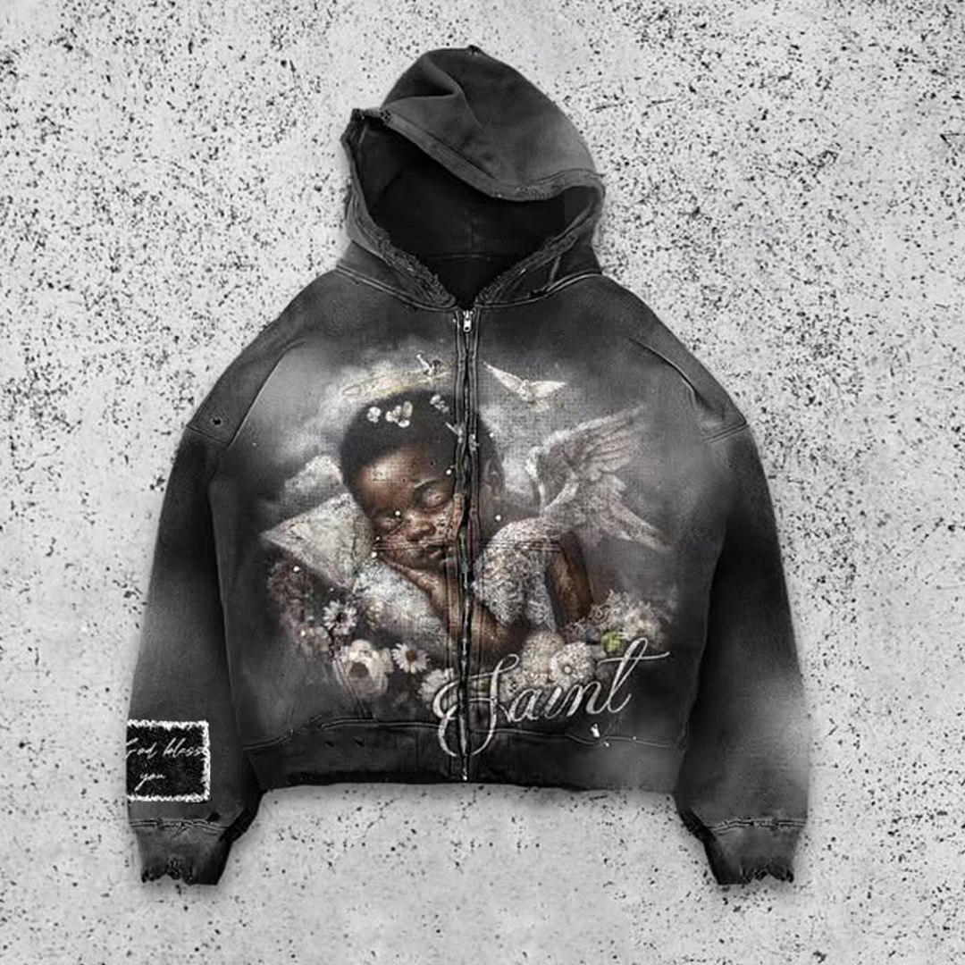 Son of God Casual Street Vintage Zip-Up Hoodie