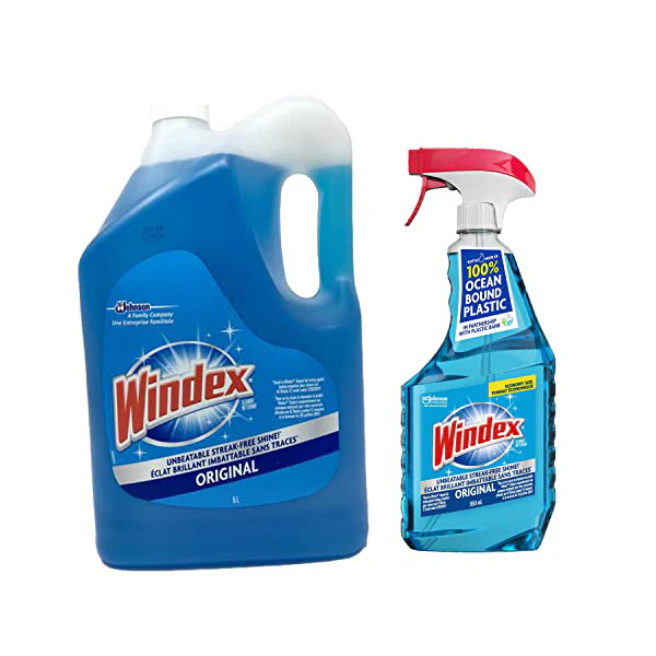 Windex Original Glass & Window Cleaner Trigger 950ml Plus Refill Bottle Blue 5L