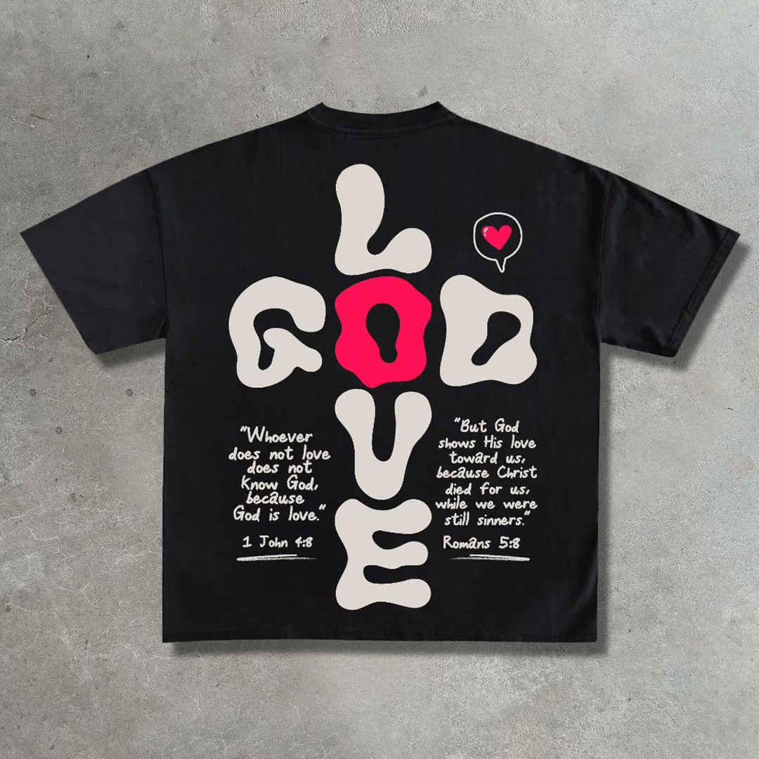 Vintage GOD LOVES U Graphics Printed T-Shirt
