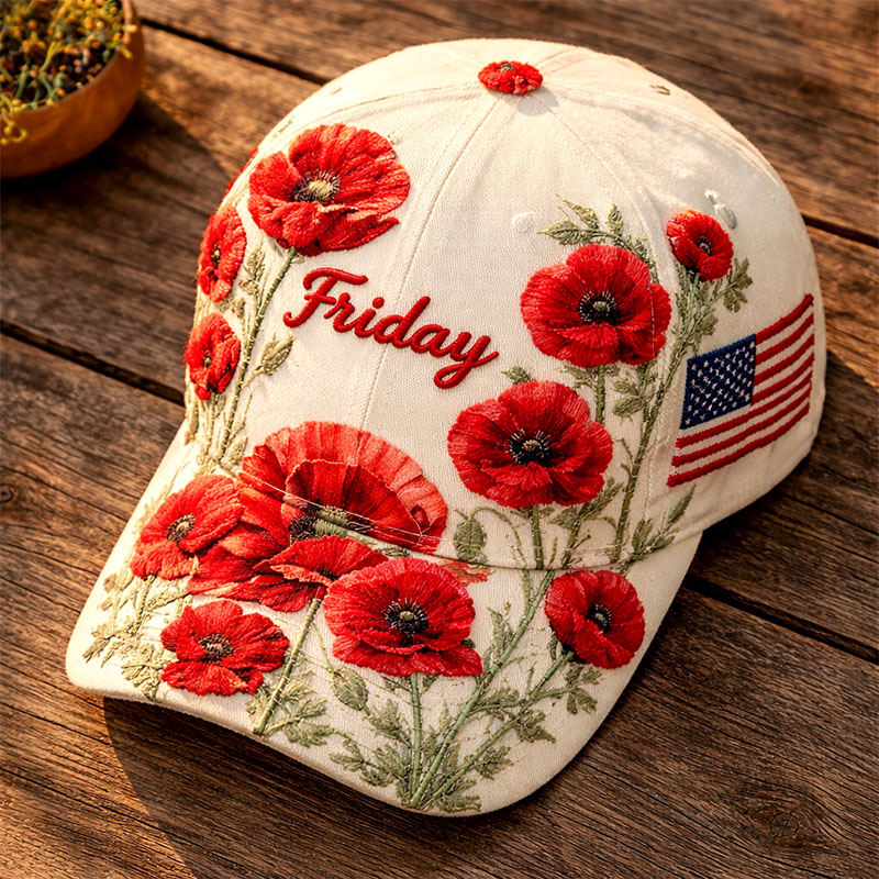 Red Friday Poppy Memorial Baseball Cap