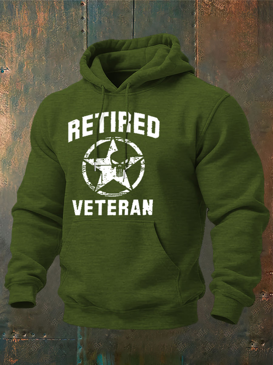 Men's Retired Veteran Printed Cotton Classic Hoodie