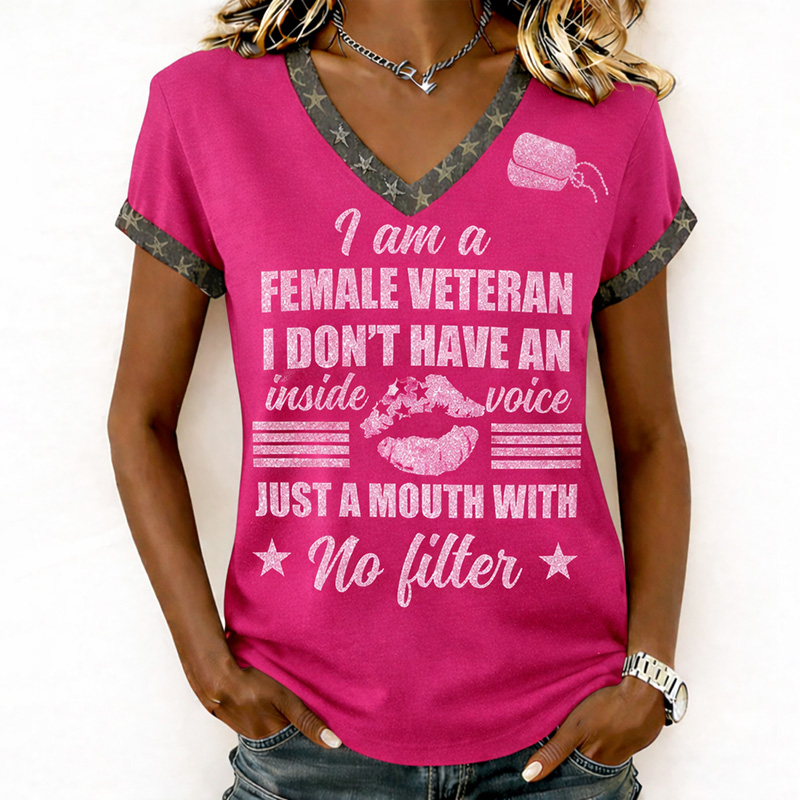 Women's Veteran Printed Casual T-Shirt