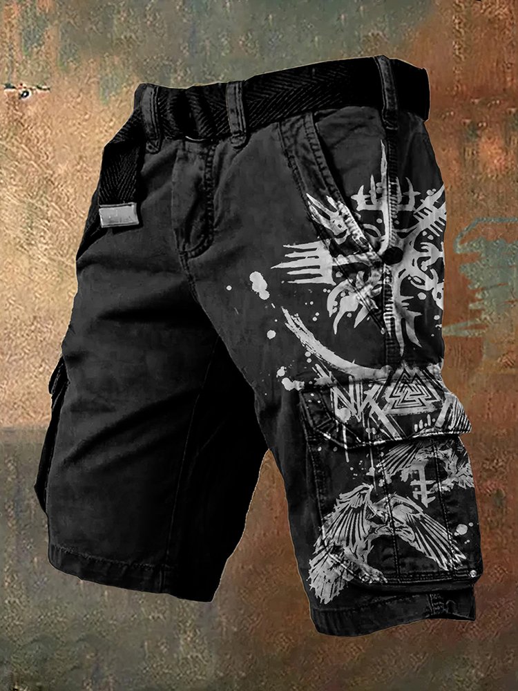 Men'S Viking Ethnic Birds Graphic Vintage Cargo Shorts