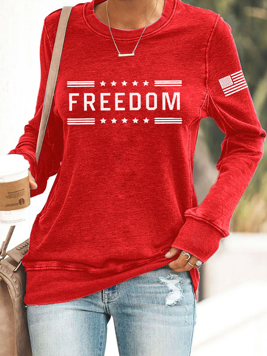 Women's Freedom 1776-2026Flag  Printed  Sweatshirt