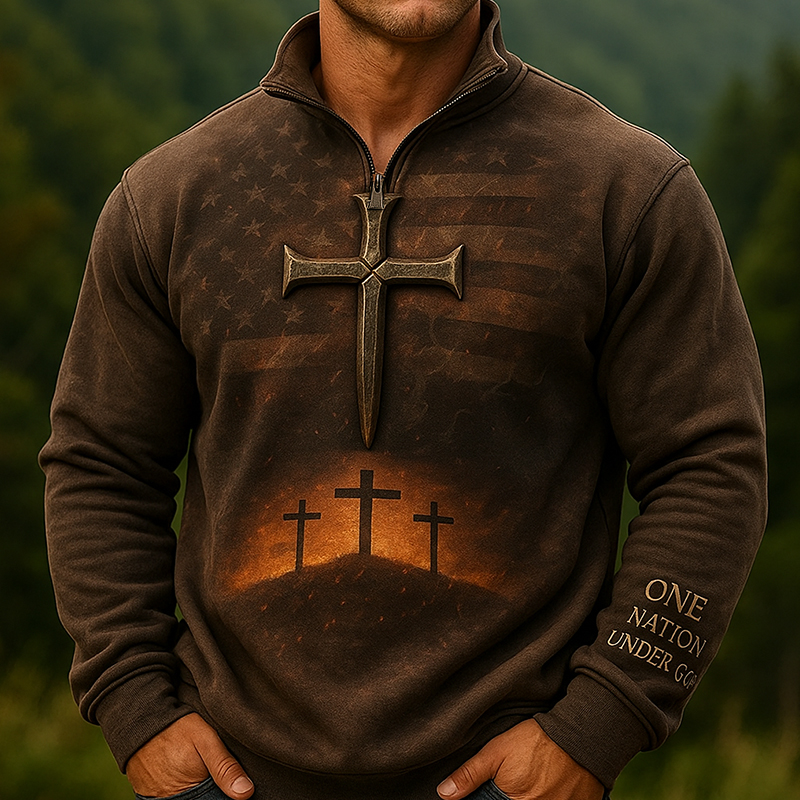 Men's Christian Faith Art Print Zip-Up Sweatshirt