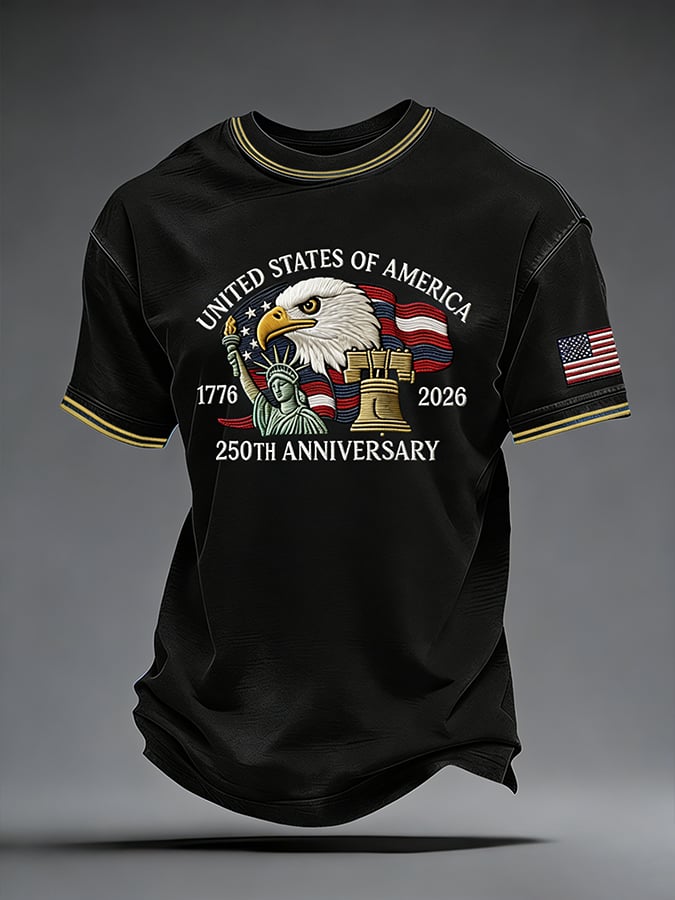 Men's America 250 – Red, White & Blue Sky Tribute Print Casual T-Shirt