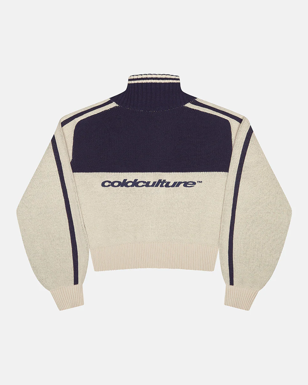 POWERLINE ZIP KNIT BEIGE & DARK BLUE