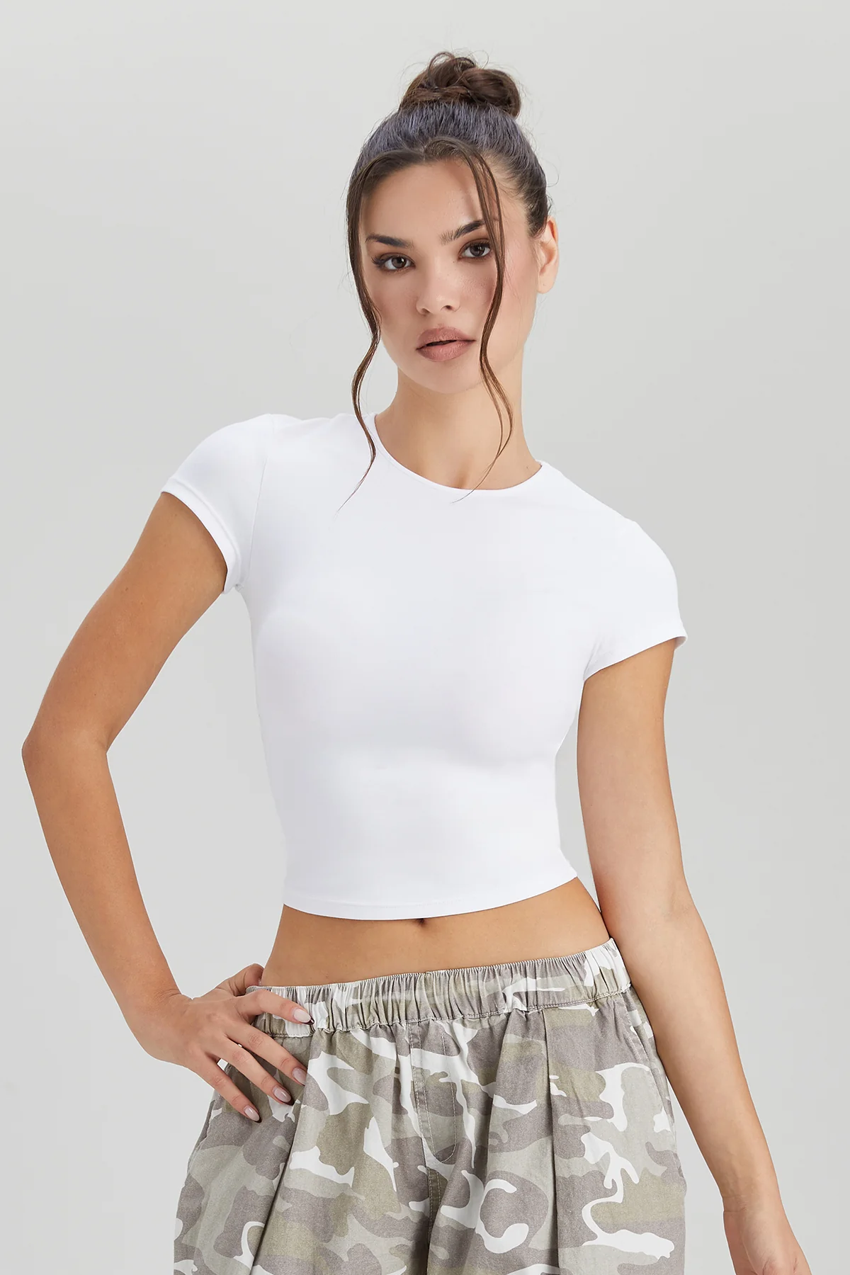 KATCH ME Women's Sports Solid Color Round Neck Short Sleeve Slim Top, Spring & Summer Stretchy Brushed Clothes, Lightweight Quick Drying Yoga Top