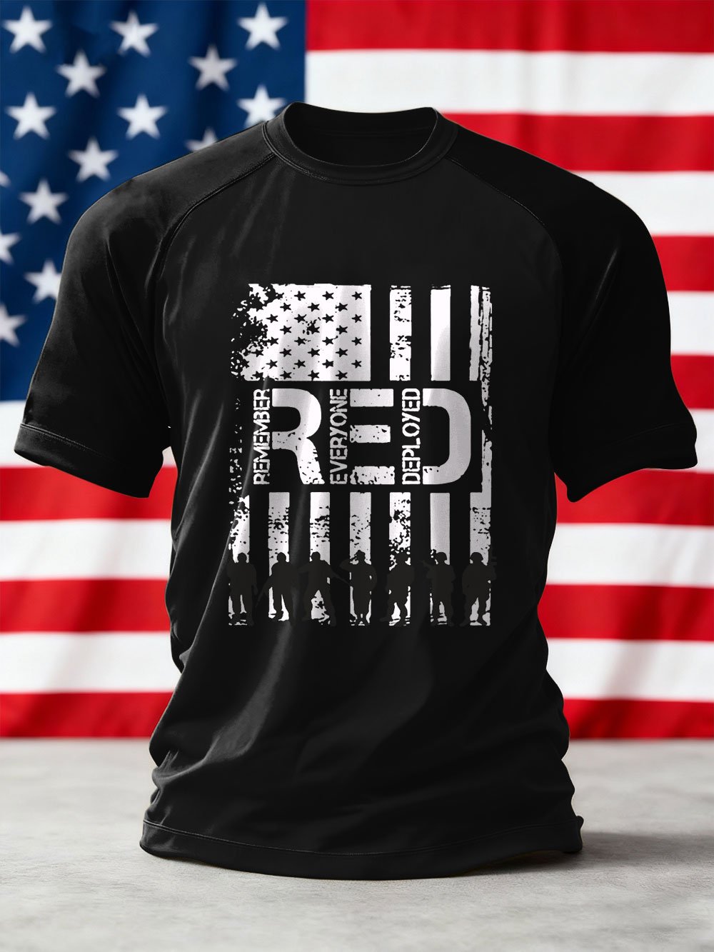 Men's We'll Wear Red to Remember Them Printed Crew Neck Short Sleeve T-shirt