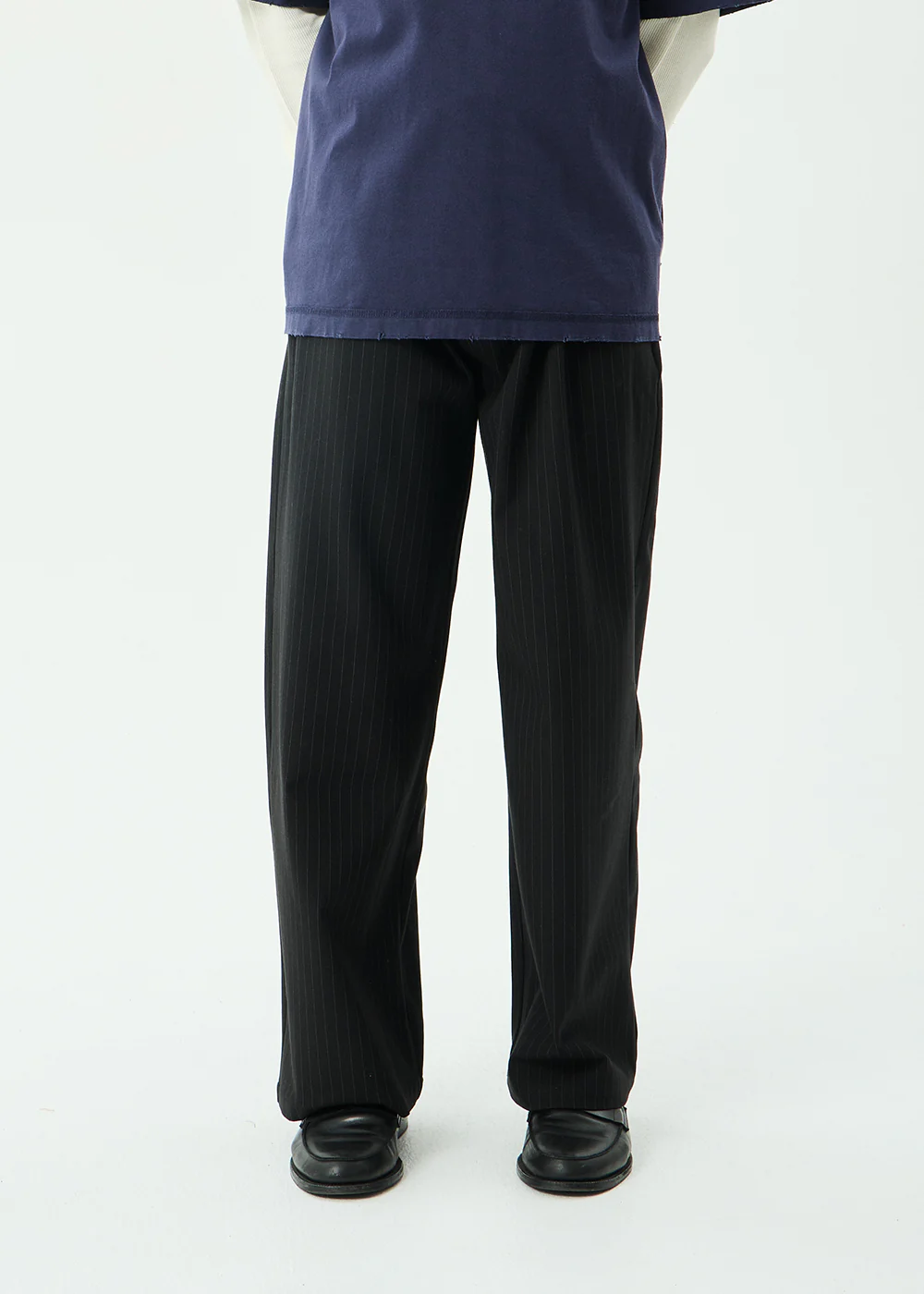 AFENDS Mens Business - Pleated Pants - Black Stripe