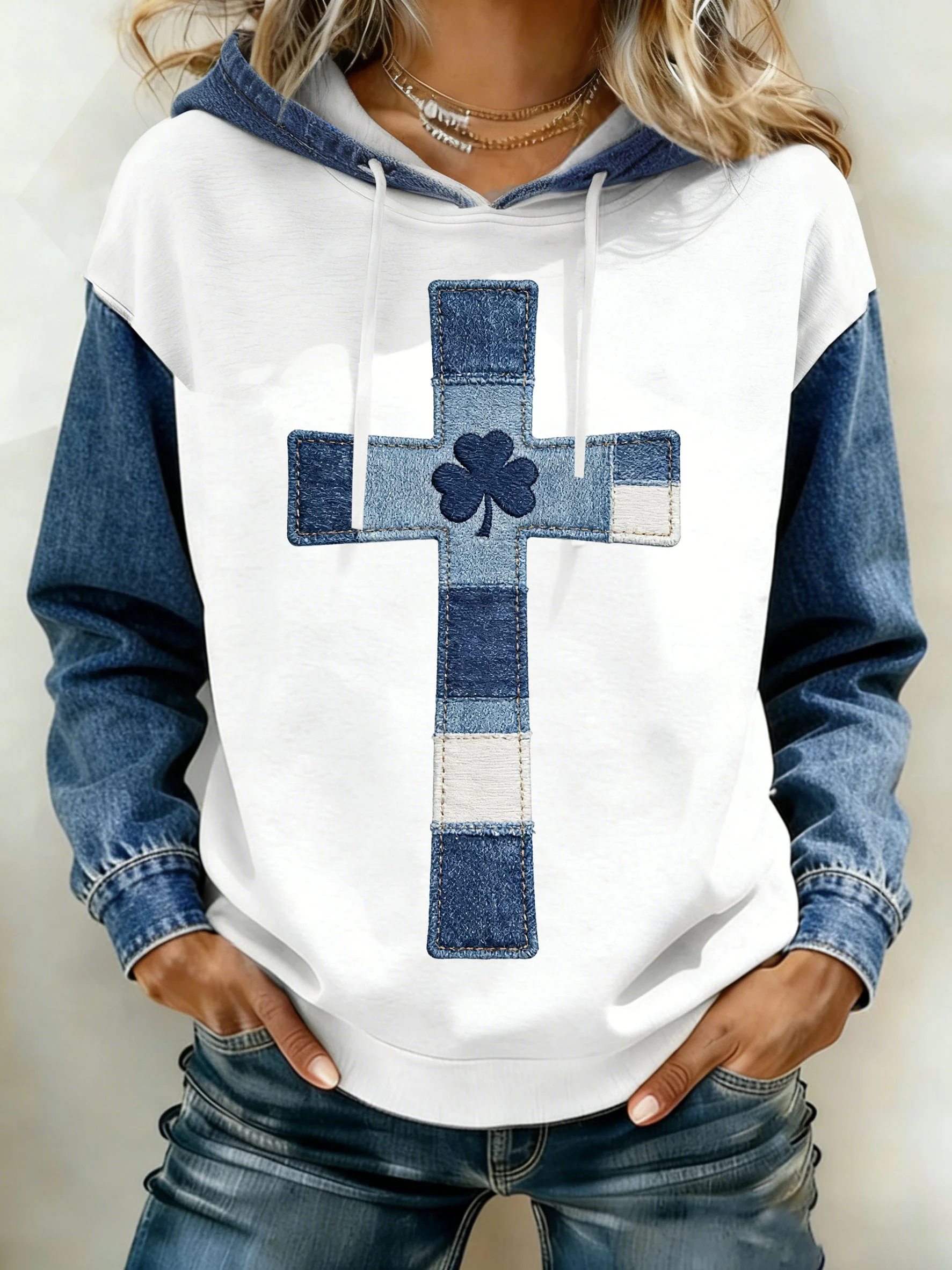 Women's St. Patrick's Day Cross Print Hoodie-Fast Shipping