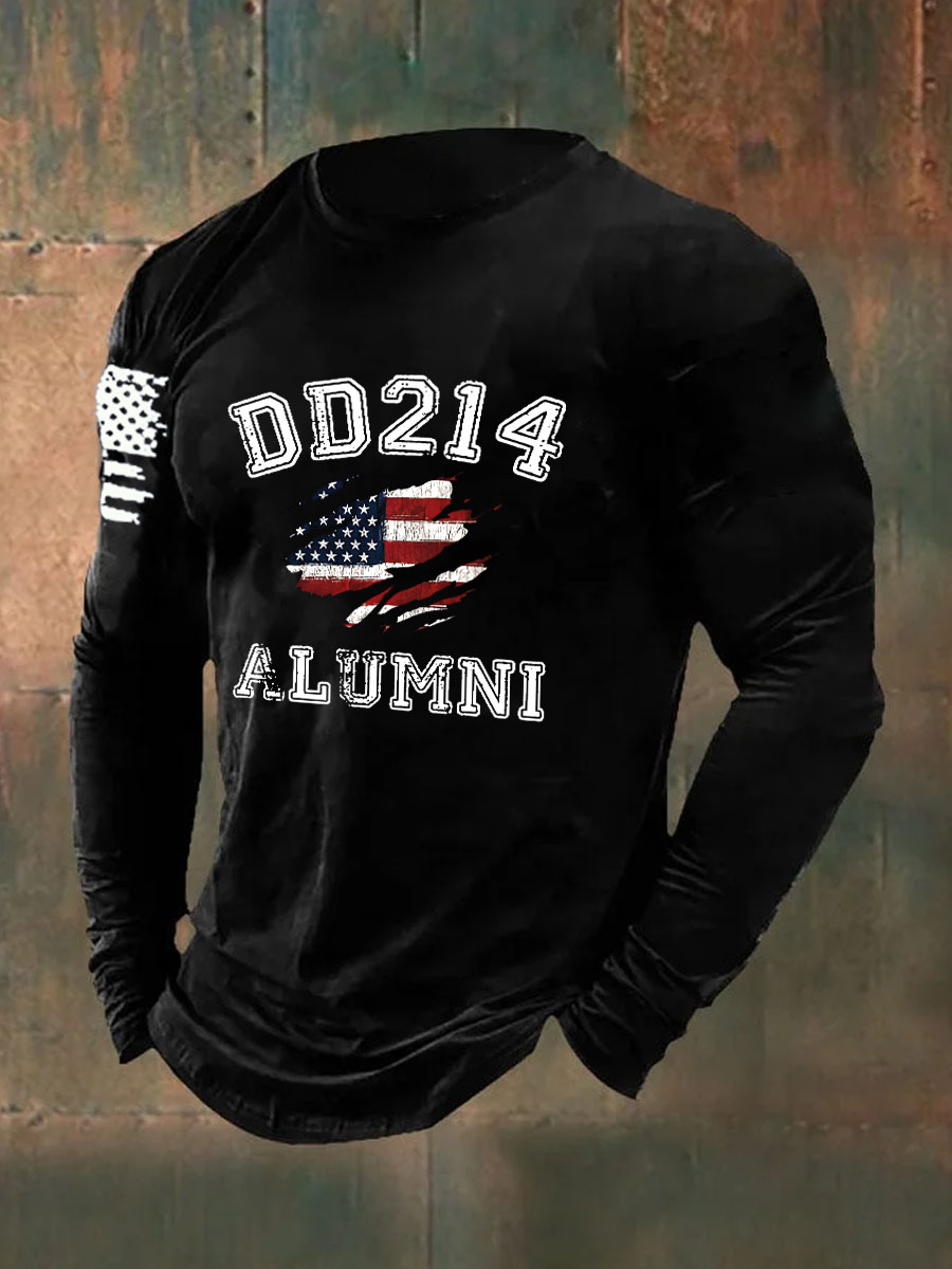 DD-214 Alumni Printed Long Sleeve Cotton T-Shirt