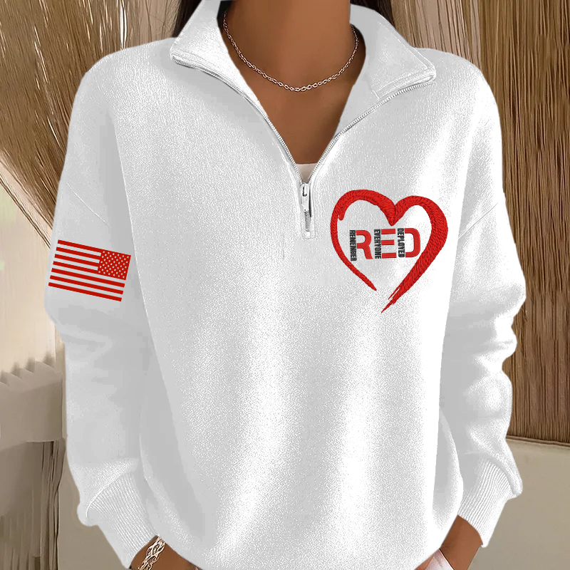 Women's Red Friday Printed Casual Sweatshirt