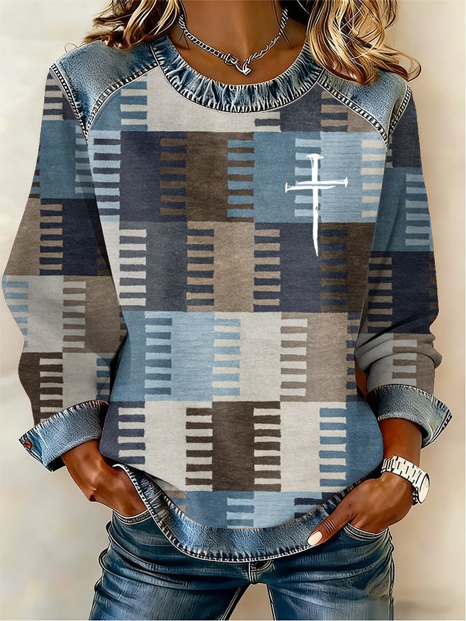 Women's Faith Cross Print Top