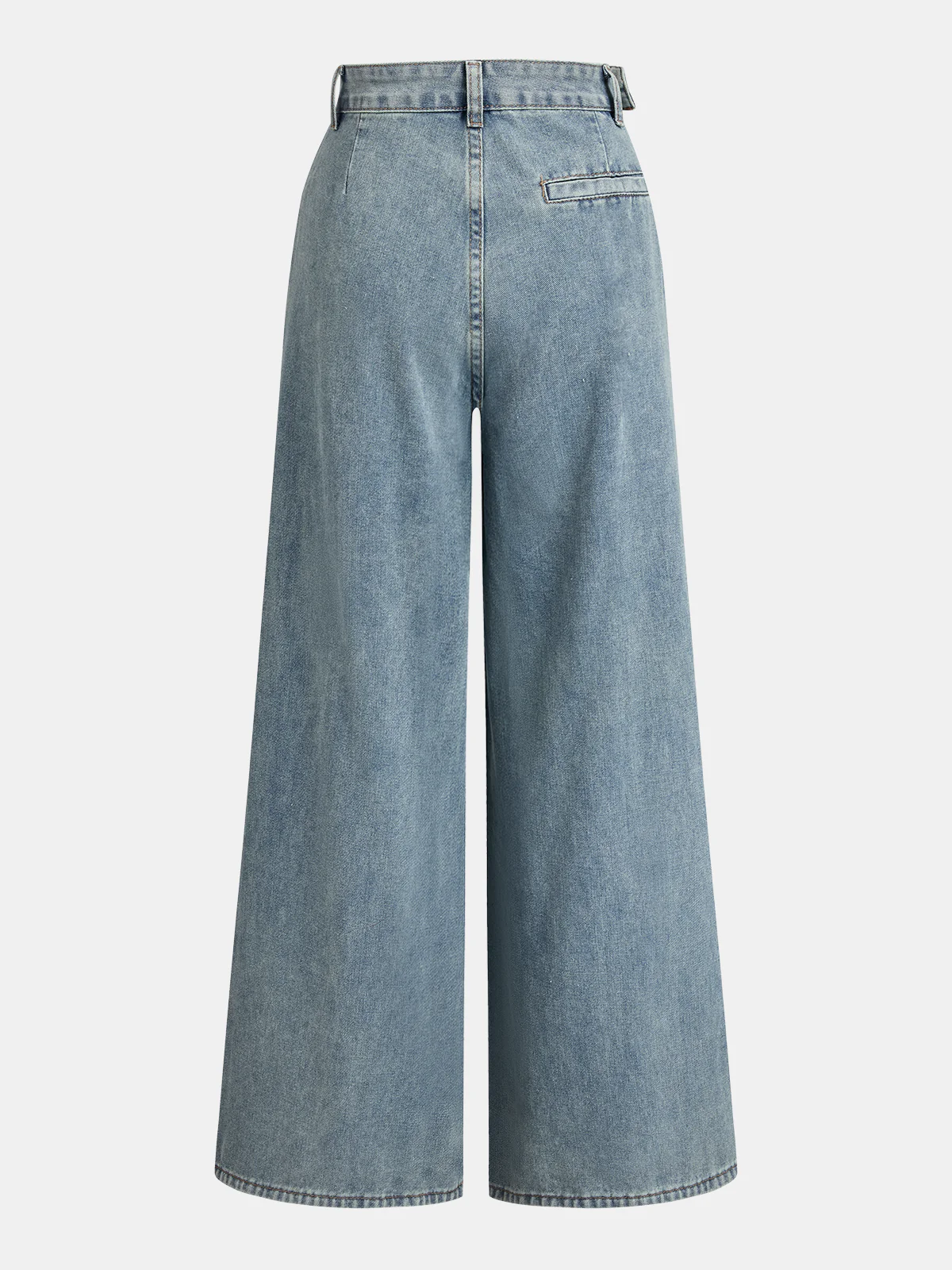 Asymmetrical Ruched Denim Wide-Leg Pants
