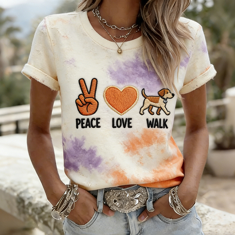 Women's Walk For Peace Art Tie-dye Print T-shirt