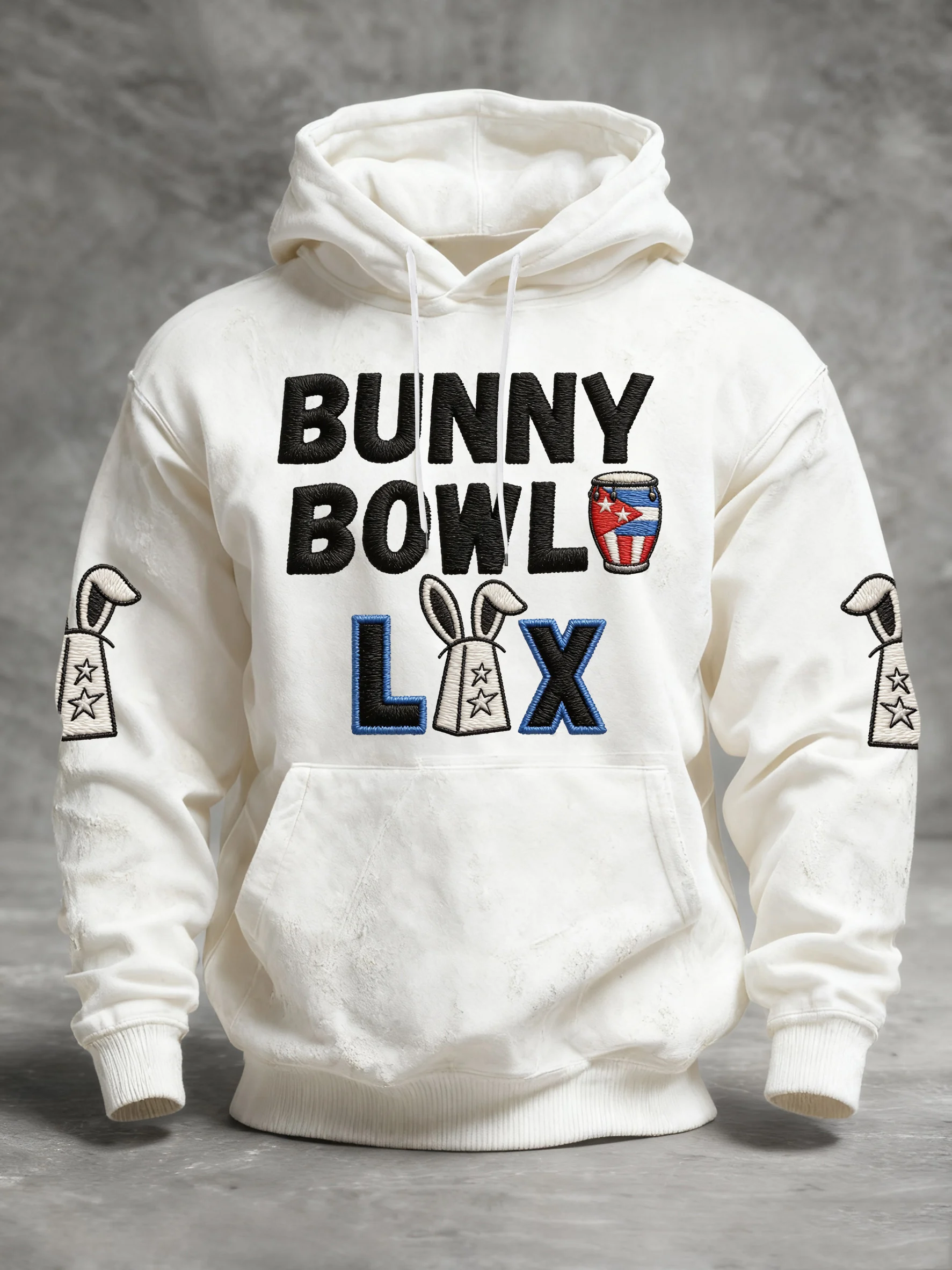Men's Retro Text Print Hooded Sweatshirt