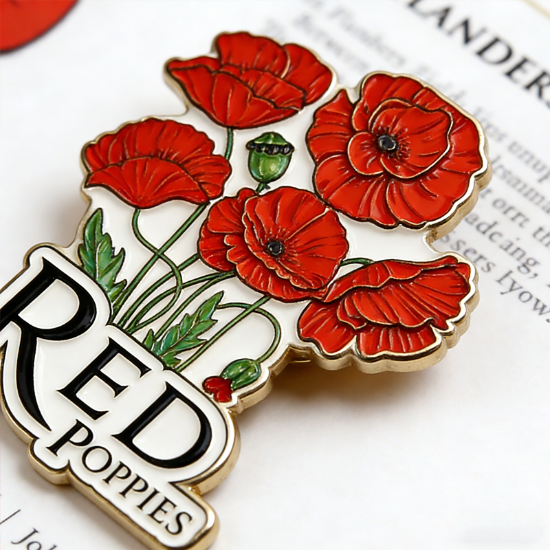Unisex US Memorial Day Poppy Exquisite Brooch