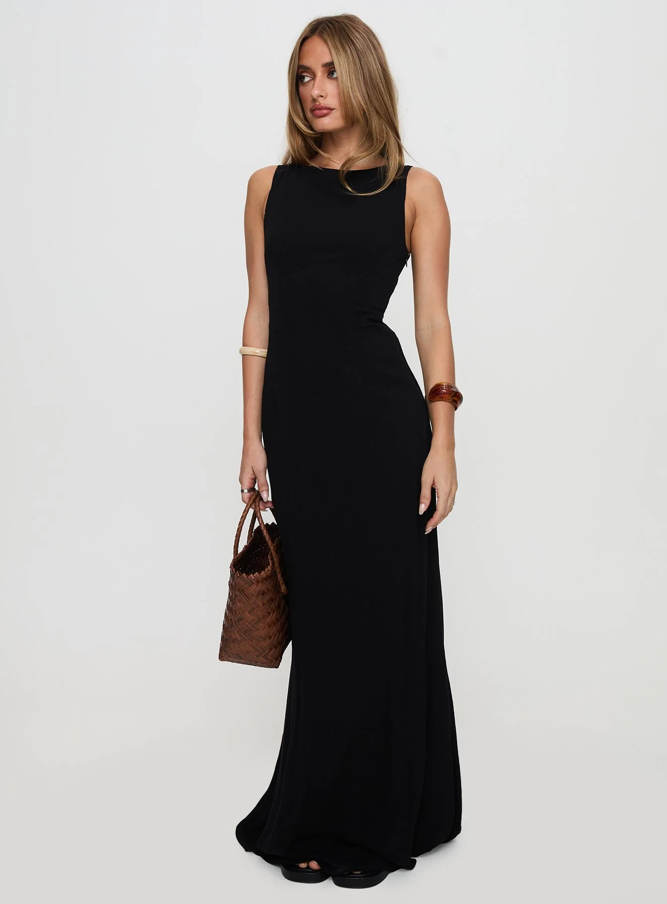 Ace Of Hearts Backless Maxi Dress Black Petite