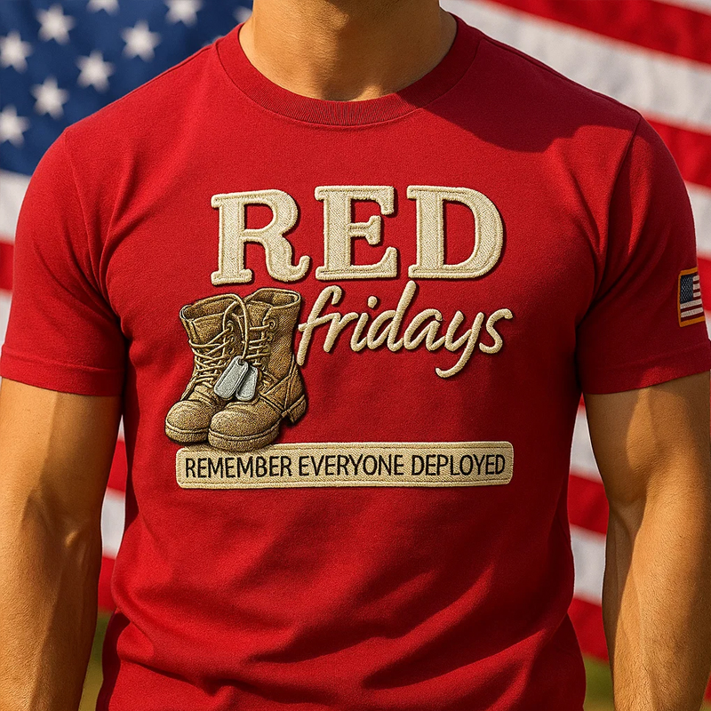 Red Friday Graphic Printed Casual Short Sleeve T-Shirt