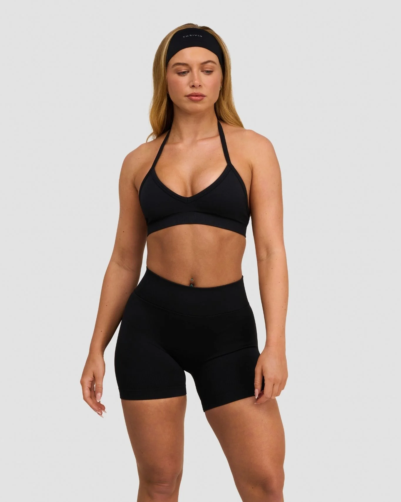 Elevate™ Sculpting Seamless Adjustable Halter Bra | Night Black