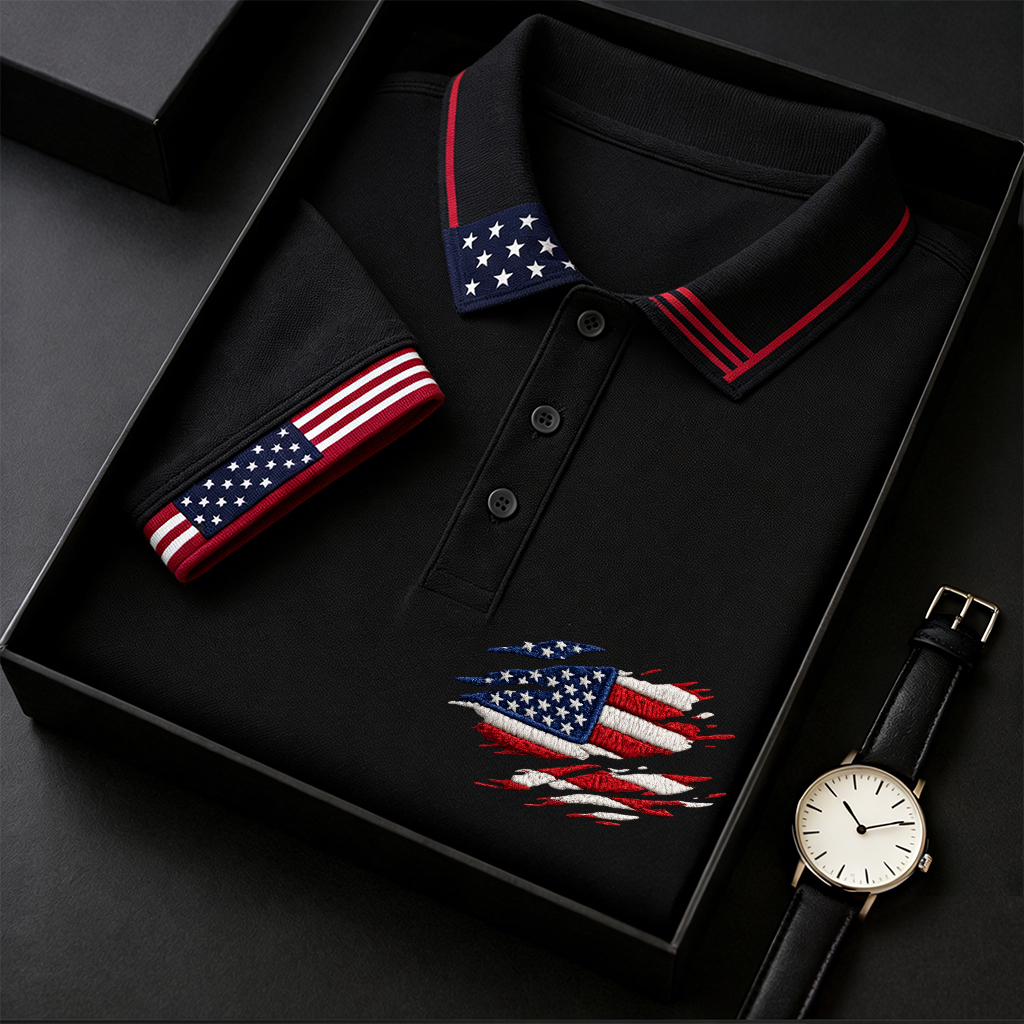 Men's America 250th Anniversary Printed Casual Polo Shirt