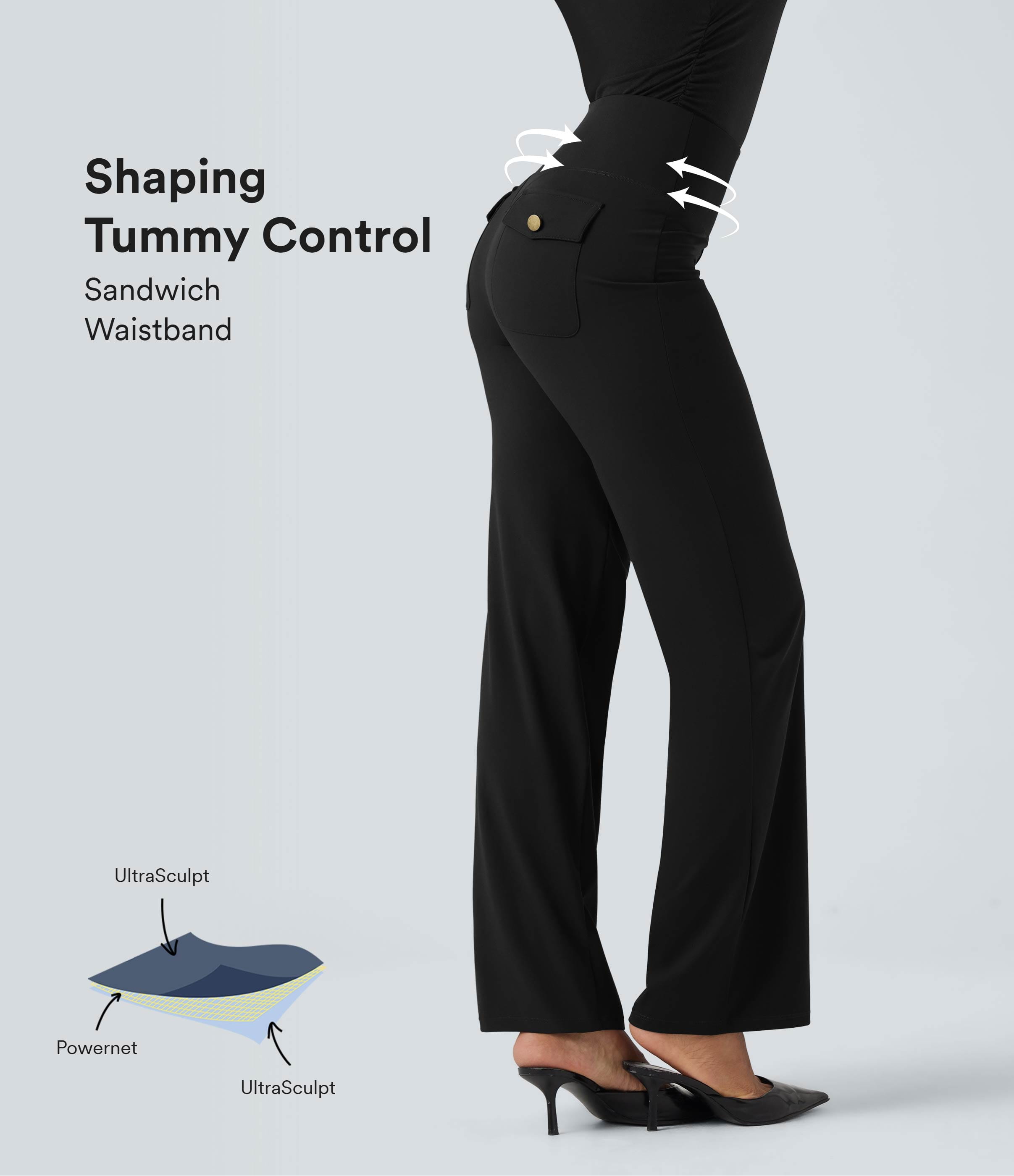 Halara UltraSculpt™ High Waisted Tummy Control Straight Leg Work Pants with Pockets