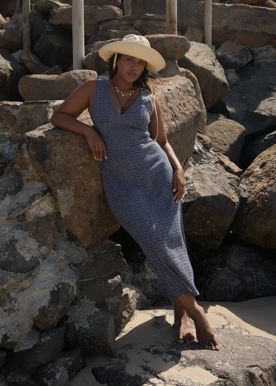 AFENDS Womens Tully - Seersucker Maxi Dress - Marlin