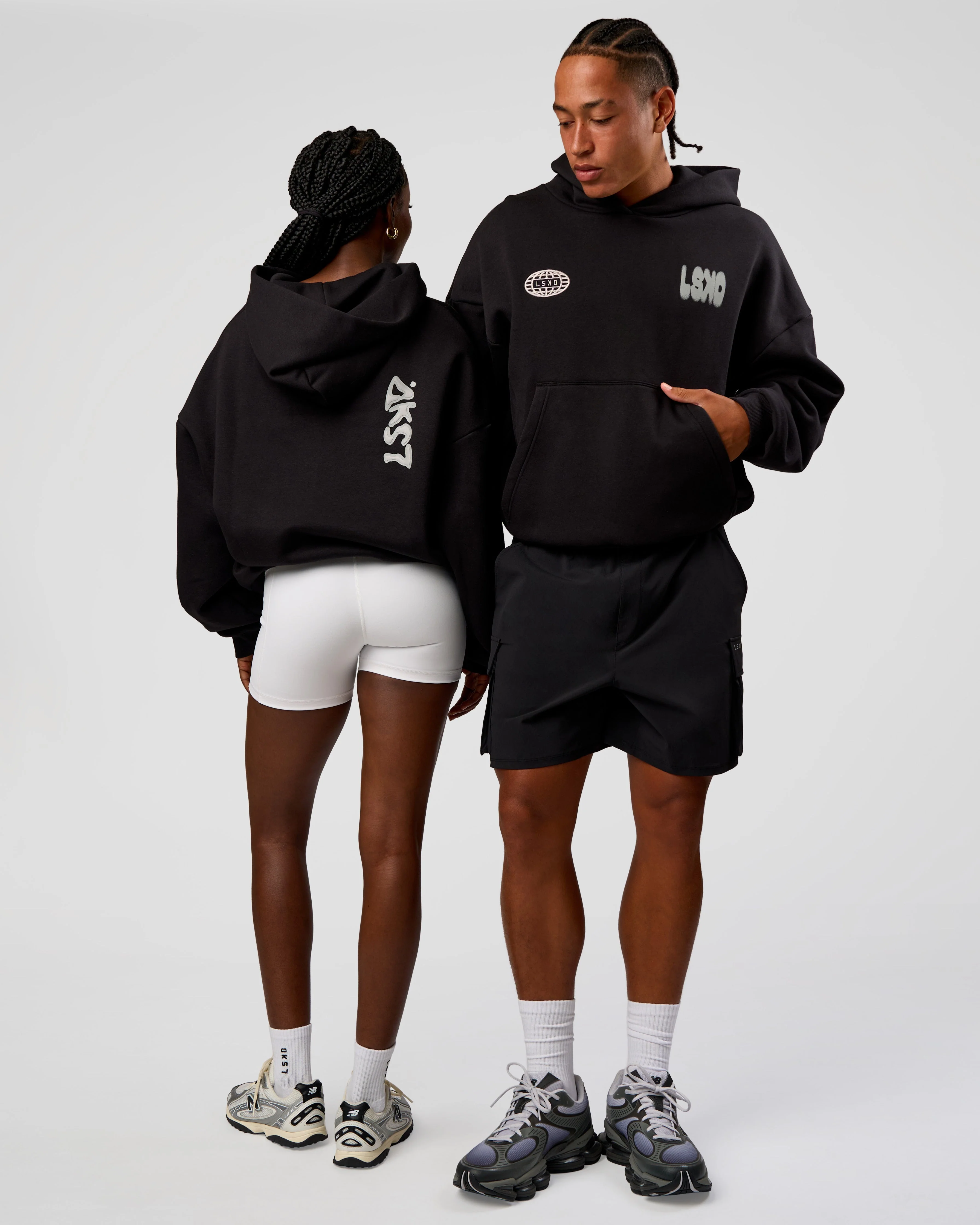 Static Grit Unisex Boxy Hoodie - Black-Alloy