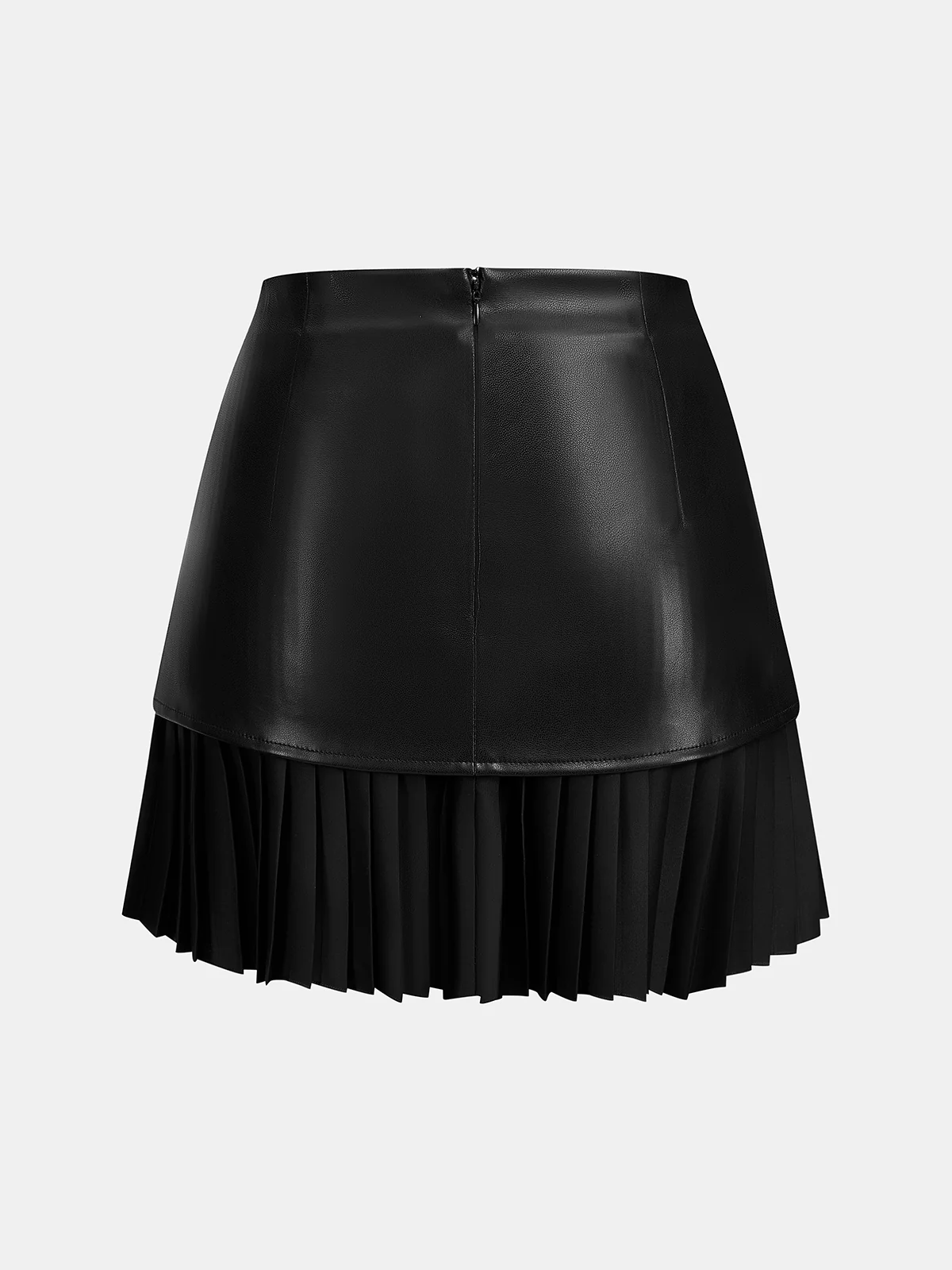 Faux Leather Ruched Pleated Mini Skirt