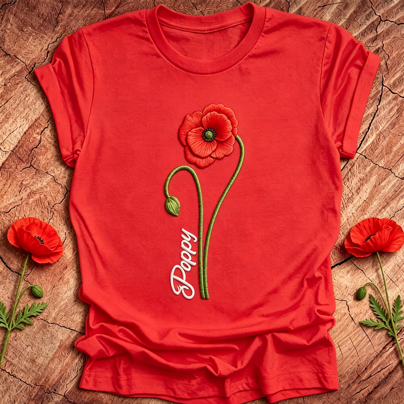 Women's Memorial Day Poppy Art Printed T-Shirt